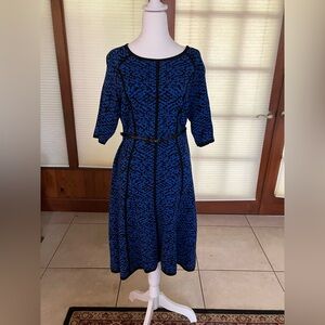 Karl Lagerfeld Blue and Black Midi Dress